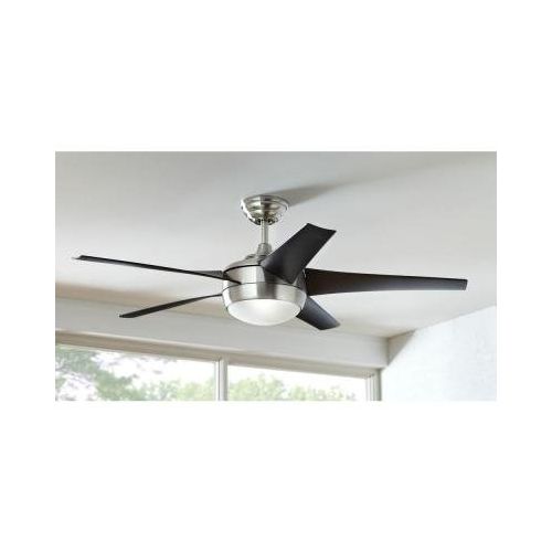  Home Decorators Collection Windward IV 52 in. LED Indoor Brushed Nickel Ceiling Fan with Light Kit and Remote Control