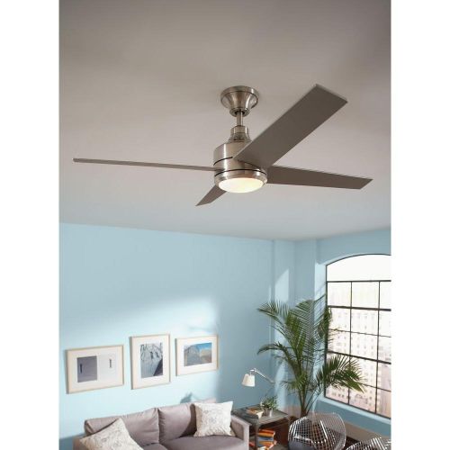  Home Decorators Collection Mercer 52 in. LED Indoor Brushed Nickel Ceiling Fan