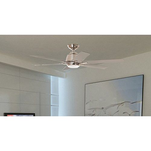  Home Decorators Collection YG493A-BN Kensgrove 54 in. Integrated LED Indoor Brushed Nickel Ceiling Fan with Light Kit and Remote Control