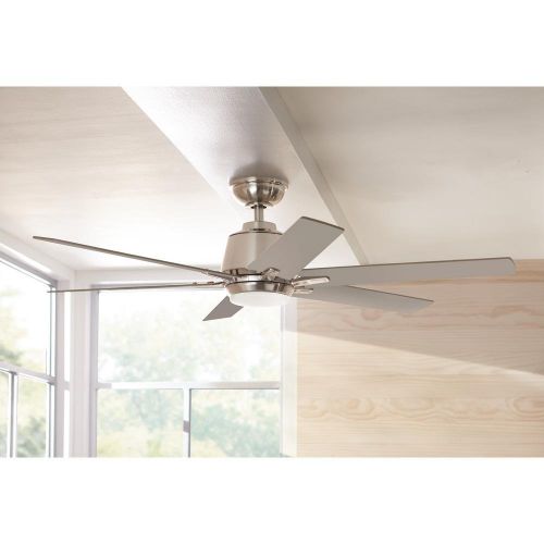  Home Decorators Collection YG493A-BN Kensgrove 54 in. Integrated LED Indoor Brushed Nickel Ceiling Fan with Light Kit and Remote Control