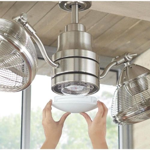  Home Decorators Collection Pendersen 42 in. LED IndoorOutdoor Brushed Nickel Ceiling Fan