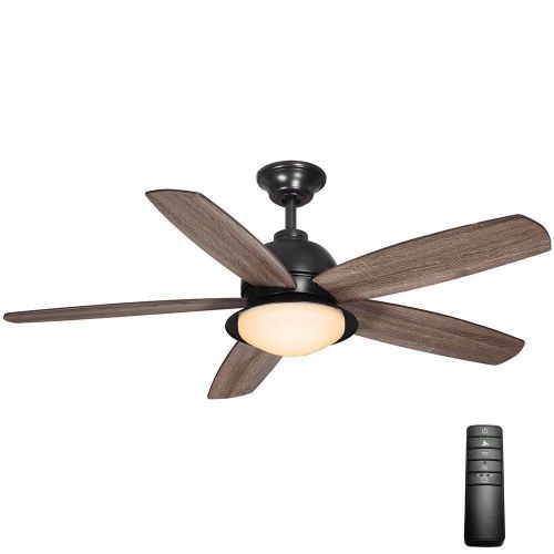  Home Decorators Collection Ackerly 52 in. LED IndoorOutdoor Natural Iron Ceiling Fan with Light Kit and Remote Control