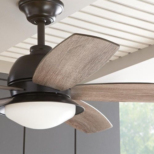  Home Decorators Collection Ackerly 52 in. LED IndoorOutdoor Natural Iron Ceiling Fan with Light Kit and Remote Control