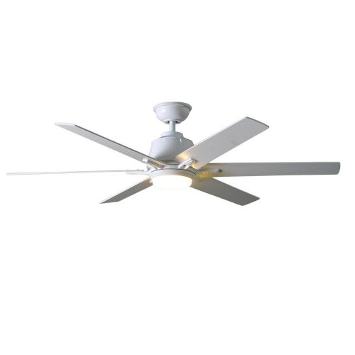  Home Decorators Collection YG493A-WH Kensgrove 54 in. Integrated LED Indoor White Ceiling Fan with Light Kit and Remote Control