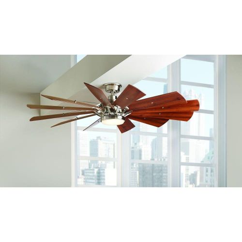  Home Decorators Collection Ceiling Fan Trudeau 60 in. LED Brushed Nickel