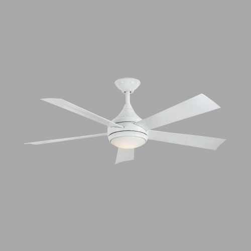  Home Decorators Collection Hanlon 52 in. LED IndoorOutdoor Stainless Steel Glossy White Ceiling Fan