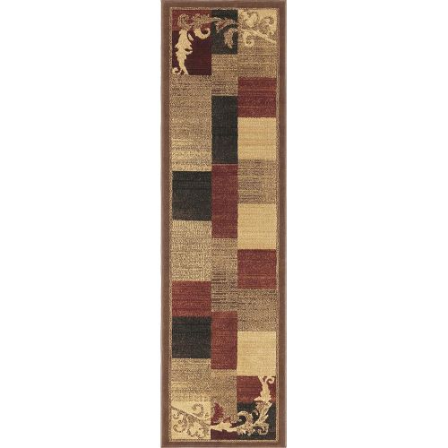  Home Dynamix Catalina Pierre Contemporary Modern Runner Rug 19x69 Geometric Brown Red Beige