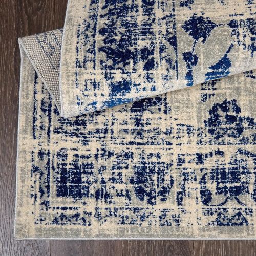  Home Dynamix Vintage Solane Area Rug | Trendy Style, Distressed Finish | Durable Polypropylene Area Rug | Gray and Blue | Fade and Stain Resistant, Easy to Clean, 26X47