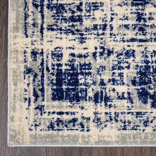  Home Dynamix Vintage Solane Area Rug | Trendy Style, Distressed Finish | Durable Polypropylene Area Rug | Gray and Blue | Fade and Stain Resistant, Easy to Clean, 26X47