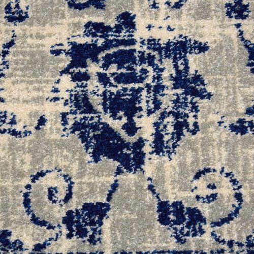  Home Dynamix Vintage Solane Area Rug | Trendy Style, Distressed Finish | Durable Polypropylene Area Rug | Gray and Blue | Fade and Stain Resistant, Easy to Clean, 26X47