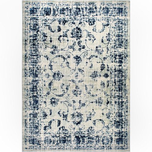  Home Dynamix Vintage Solane Area Rug | Trendy Style, Distressed Finish | Durable Polypropylene Area Rug | Gray and Blue | Fade and Stain Resistant, Easy to Clean, 26X47