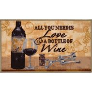 Home Dynamix LIVING CLASSICS KITCHEN RUG, ALL YOU NEED IS LOVE AND A BOTTLE OF WINE