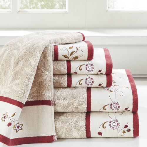  Home Essence Monroe Embroidered Cotton Jacquard 6 Piece Towel Set