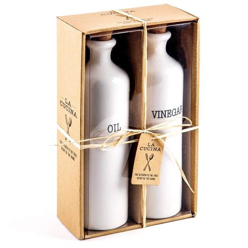  Home Essentials Oil and Vinegar Ceramic Dispenser Bottles with Cork Stoppers