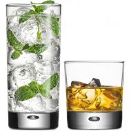 [아마존베스트]Drinking Glassware Set by Home Essentials & Beyond Set of 8 Tumbler and Rocks Glasses-Includes 4 Cooler Glasses (17oz) and 4 Rocks Glasses (10oz),  Suitable for Cocktails, Whisky