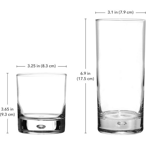  [아마존베스트]Drinking Glassware Set by Home Essentials & Beyond Set of 8 Tumbler and Rocks Glasses-Includes 4 Cooler Glasses (17oz) and 4 Rocks Glasses (10oz),  Suitable for Cocktails, Whisky