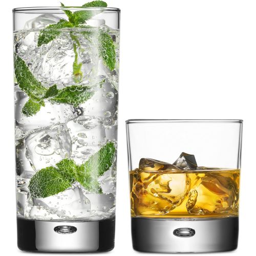  [아마존베스트]Drinking Glassware Set by Home Essentials & Beyond Set of 8 Tumbler and Rocks Glasses-Includes 4 Cooler Glasses (17oz) and 4 Rocks Glasses (10oz),  Suitable for Cocktails, Whisky