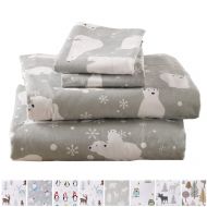 Home Fashion Designs Stratton Collection Extra Soft Printed 100% Turkish Cotton Flannel Sheet Set. Warm, Cozy, Lightweight, Luxury Winter Bed Sheets Brand. (Full, Grey Polar Bears)