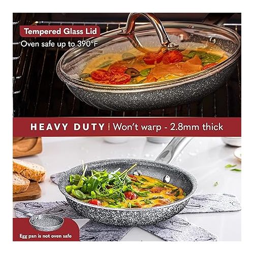  Home Hero Pots and Pans Set Non Stick - Induction Compatible Kitchen Cookware Sets + Bakeware Sets - Non Stick, PFOA Free, Oven Safe Pot and Pan Set Nonstick (23 Pcs - Granite)