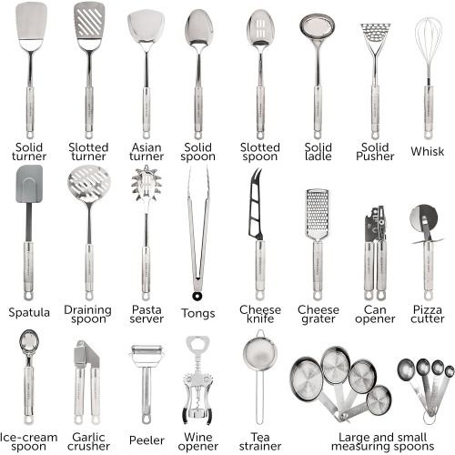  [아마존핫딜][아마존 핫딜] Home Hero Stainless Steel Kitchen Utensil Set - 29 Cooking Utensils - Nonstick Kitchen Utensils Cookware Set with Spatula - Best Kitchen Gadgets Kitchen Tool Set Gift