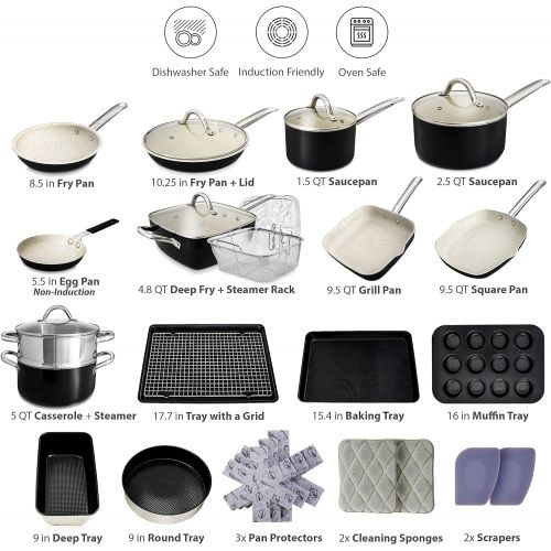  Home Hero Kitchen Pots and Pans Set - 23pc Kitchen Cookware Sets Induction Pots and Pans for Cooking Set Induction Cookware with Frying Pans Nonstick Pan Set Pot and Pan Set Pot Set Non Stic