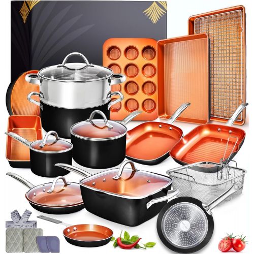  Home Hero Copper Pots and Pans Set -23pc Copper Cookware Set Copper Pan Set Ceramic Cookware Set Ceramic Pots and Pans Set Nonstick Induction Cookware Sets Pot and Pan Set Nonstick