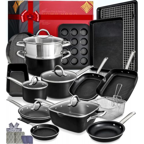  Home Hero Kitchen Pots and Pans Set Nonstick Induction Cookware Sets -23pc Induction Pots and Pans for Cooking Kitchen Cookware Sets with Frying Pans Nonstick Pots and Pans Set Non Sticking