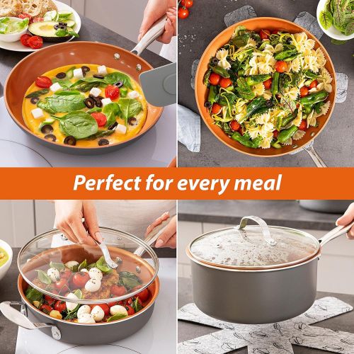 Home Hero Pots and Pans Set 14 Pc Nonstick Kitchen Cookware Sets, Induction Cookware Pans for Cooking Pot and Pan Set Stainless Steel Pots and Pans Set Copper Kitchen Set Cooking S