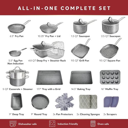  Home Hero Granite Cookware Sets Nonstick Pots and Pans Set Nonstick - 23pc Kitchen Cookware Sets Induction Cookware Induction Pots and Pans for Cooking Pan Set Granite Cookware Set Non Stick