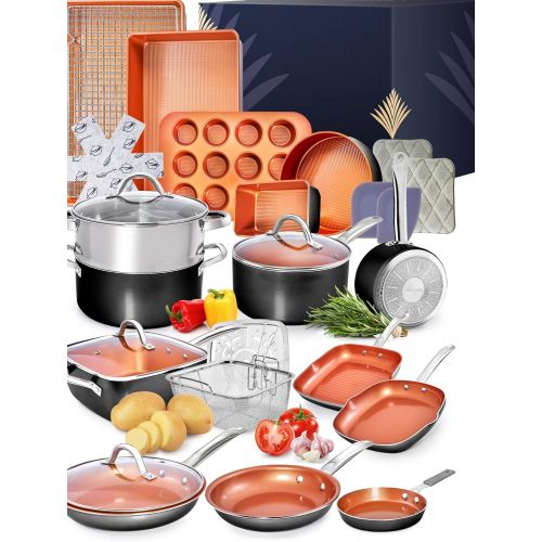  Home Hero Copper Pots and Pans Set -23pc Copper Cookware Set Copper Pan Set Ceramic Cookware Set Ceramic Pots and Pans Set Nonstick Induction Cookware Sets Pot and Pan Set Nonstick