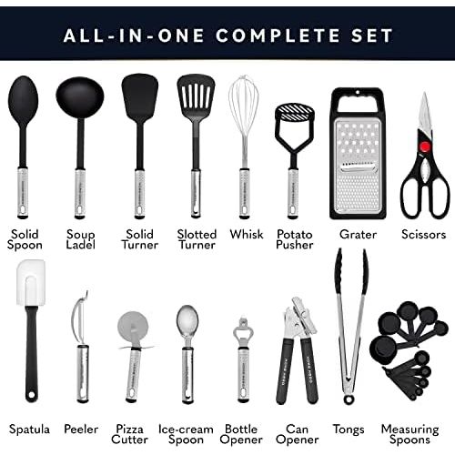  Home Hero 25 pcs Kitchen Utensils Set - Nylon & Stainless Steel Cooking Utensils Set - Non-Stick Kitchen Utensils with Spatula - Kitchen Gadgets Cookware Set - Kitchen Tool Set - K