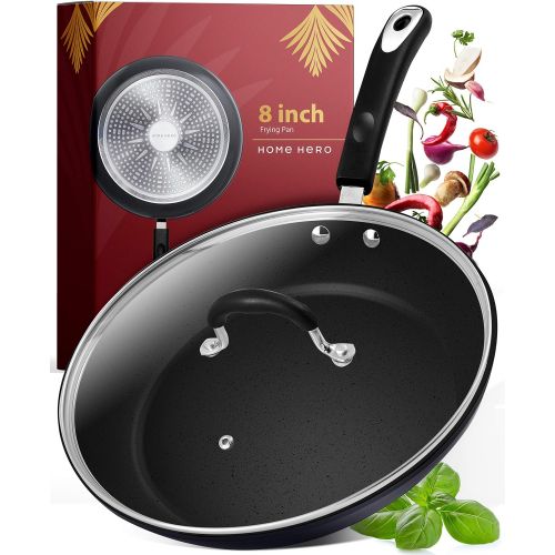  Home Hero Frying Pan with Lid - 8 Inch Frying Pans Nonstick Skillet Pan Nonstick Frying Pan Skillets Nonstick with Lids Non Stick Pan Cooking Pan Fry Pan Nonstick Pan with Lid Skillet with L