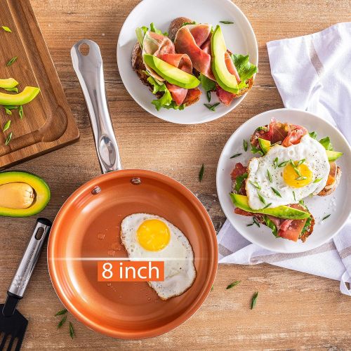  [아마존베스트]Home Hero Stone Coated Nonstick Frying Pan with Lid - 8 Inch Frying Pans Nonstick Pan with Lid Skillets Nonstick with Lids Non Stick Pan Cooking Pan Fry Pan Skillet with Lid Large Frying Pan