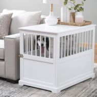 Home Improvements White Dog Pen Indoor Crate Cage End Table Wooden Kennel Side Nightstand Pet Wood