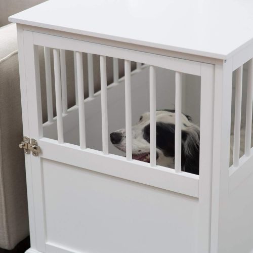  Home Improvements White Dog Pen Indoor Crate Cage End Table Wooden Kennel Side Nightstand Pet Wood