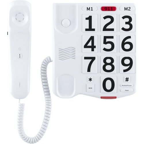  Home Intuition Amplified Single Line Corded Desk Telephone with Large Easy to Read Buttons and Extra Loud Ringer