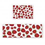 Home L6 HomeL6 Kitchen Mat Set of 2 Piece Non-Slip Bathroom Runner Rug Cartoon Style Strawberries Sweet Fruit Pattern Doormat Rubber Backing Kitchen Rugs Carpet Indoor Floor Mat 23.6x35.4