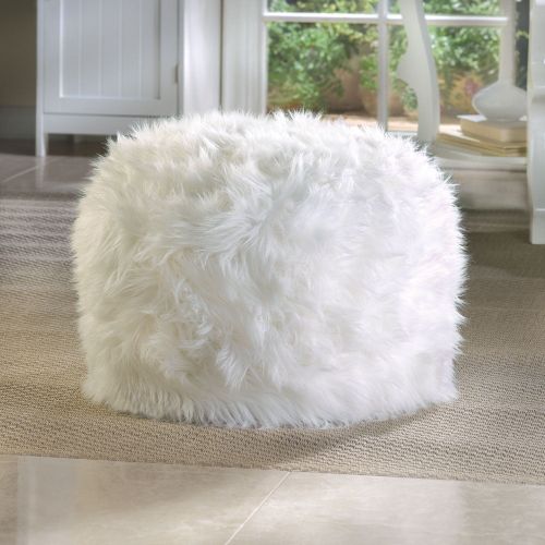  Accent Plus FUZZY WHITE OTTOMAN POUF