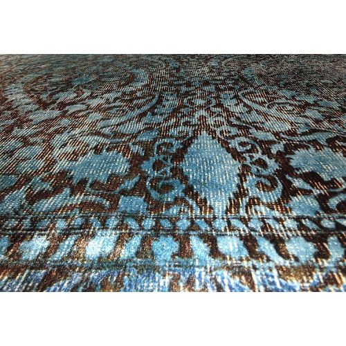  Home Must Haves Blue Brown Faux Silky Luxury Persian Oriental Flat Weave High Density Hand-Knotted Large Area Rug Carpet Any Living Room Bedroom Kitchen Room Home (6 x 9)