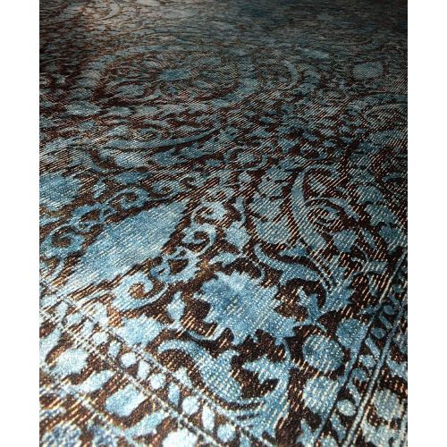  Home Must Haves Blue Brown Faux Silky Luxury Persian Oriental Flat Weave High Density Hand-Knotted Large Area Rug Carpet Any Living Room Bedroom Kitchen Room Home (6 x 9)