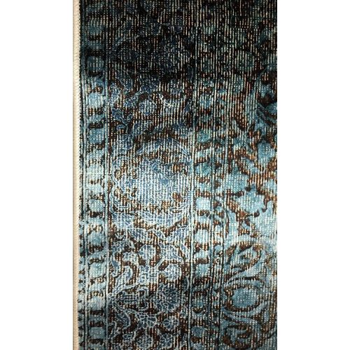  Home Must Haves Blue Brown Faux Silky Luxury Persian Oriental Flat Weave High Density Hand-Knotted Large Area Rug Carpet Any Living Room Bedroom Kitchen Room Home (6 x 9)