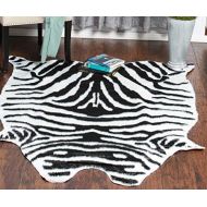 Home Must Haves White Black Faux Cow Hide Skin Area Rug 5 x 66