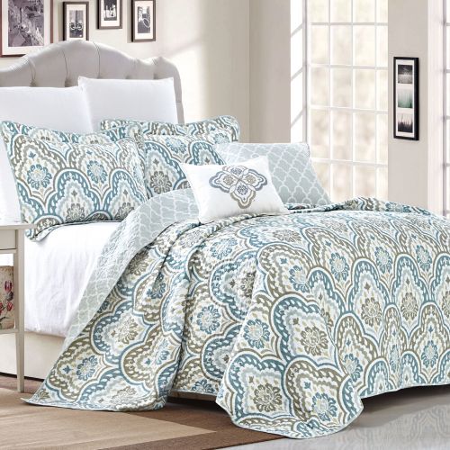  Home Soft Things Serenta Tivoli Ikat 5 Piece Quilted Coverlet Bed Spread Set