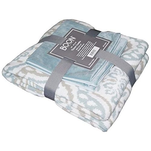  Home Soft Things BOON Sweater Knitted Woven Throw with 2 Pillow Shells Combo Set, Tivoli