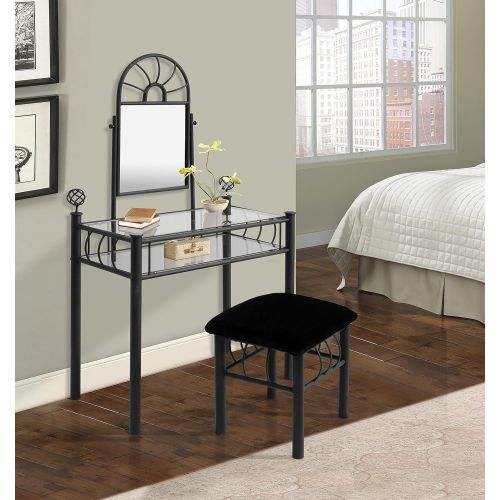  Home Source Industries 200-6032 Vanity with Upholstered Bench, Black