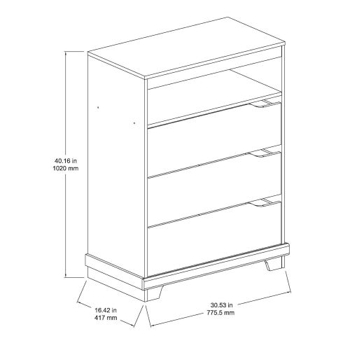  Home Star Homestar EB109185JS Waterloo Chest with 3 Drawers 15.91 x 30.49 x 40.16 Java Brown/Sonoma