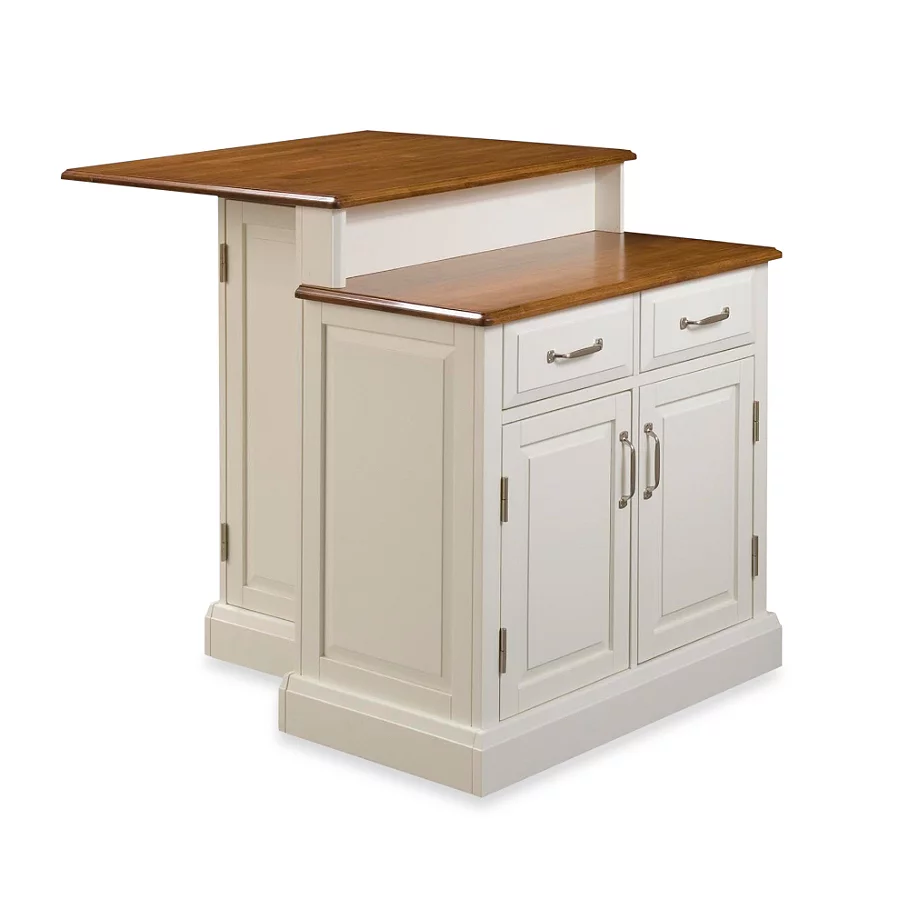 Home Styles Woodbridge Two-Tier Kitchen Island in White