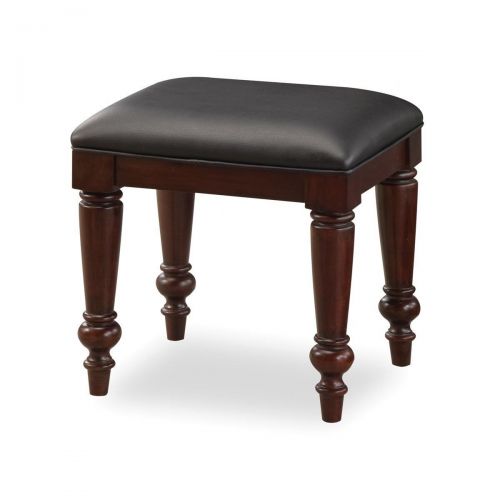  Home Styles Lafayette Vanity Bench -Traditional Elegant Design - Stable and Very Sturdy Comfortable Made of High Grade Wood - Rich Cherry Finish with Black Upholstered Top Made of Vinyl