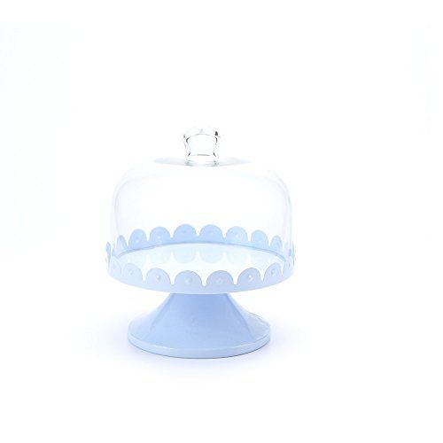  Home by Jackie Inc. Hot Sale Z1021 Blue Metal Cake Stand/Tray/Salver/Container/Home Kitchen Gift with Glass Dome