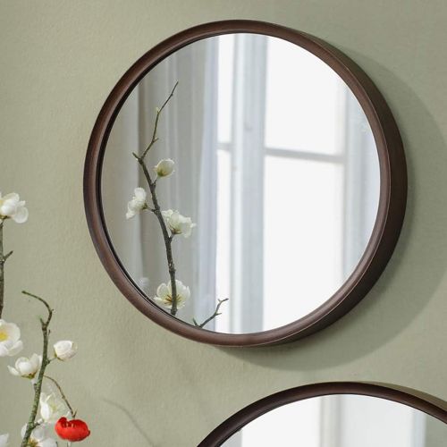  Home warehouse Retro Solid wood Wall mirror, Creative Bathroom Hanging mirror Girl Bedroom Makeup mirror Dressing mirror Barbershop Photography shop Dressing table mirror Round mirror Decorative